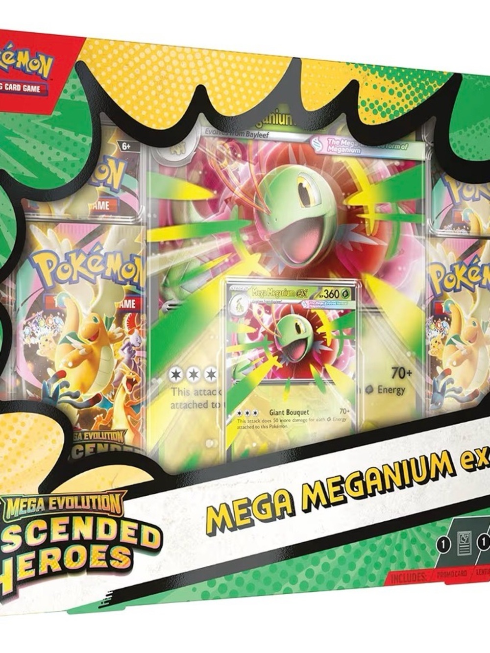 Pokemon Mega Meganium EX Trading Card‎ Box - Green, Yellow, Pink